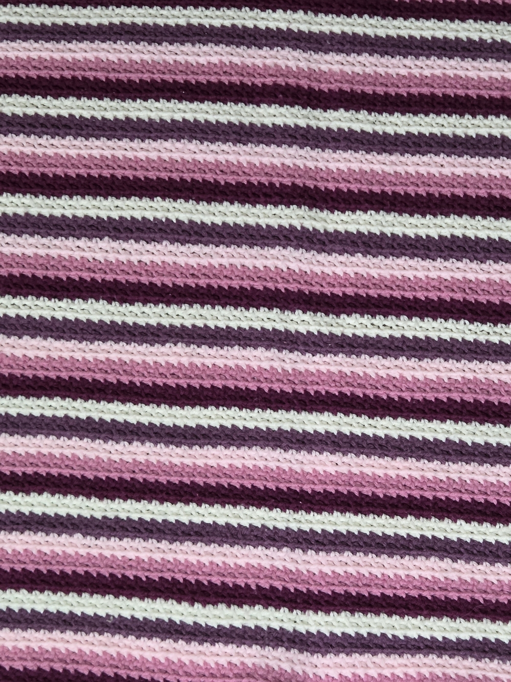 Crochet Blanket Afghan Throw Striped Pink Purple White Fringed 47x50‎ Vintage - Picture 5 of 6
